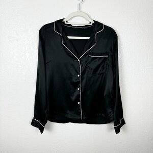 House of Harlow 1960 Black Silky Button Up Top Size Small